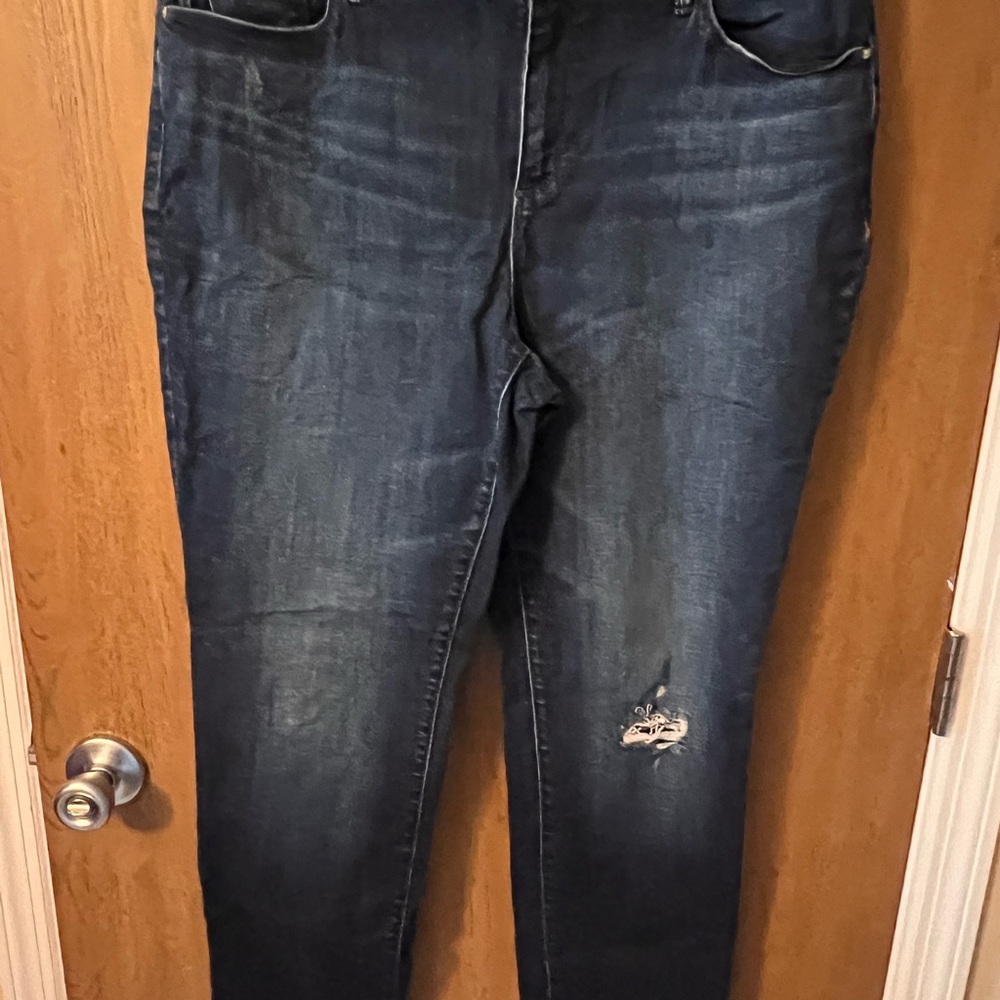 Chico's Dark Blue Distressed Denim Jeans